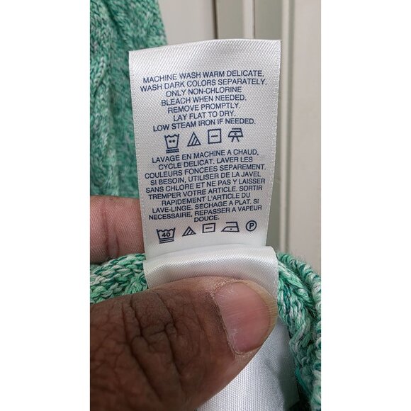 Lands End Women's XL Fisherman Chunky Cable Knit Sweater Green Heather - Picture 8 of 8